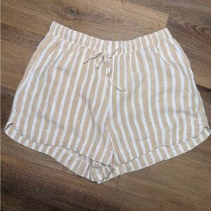 Striped Linen Blend Shorts M High Rise Coastal Grandma Summer Quiet Luxury Vibe